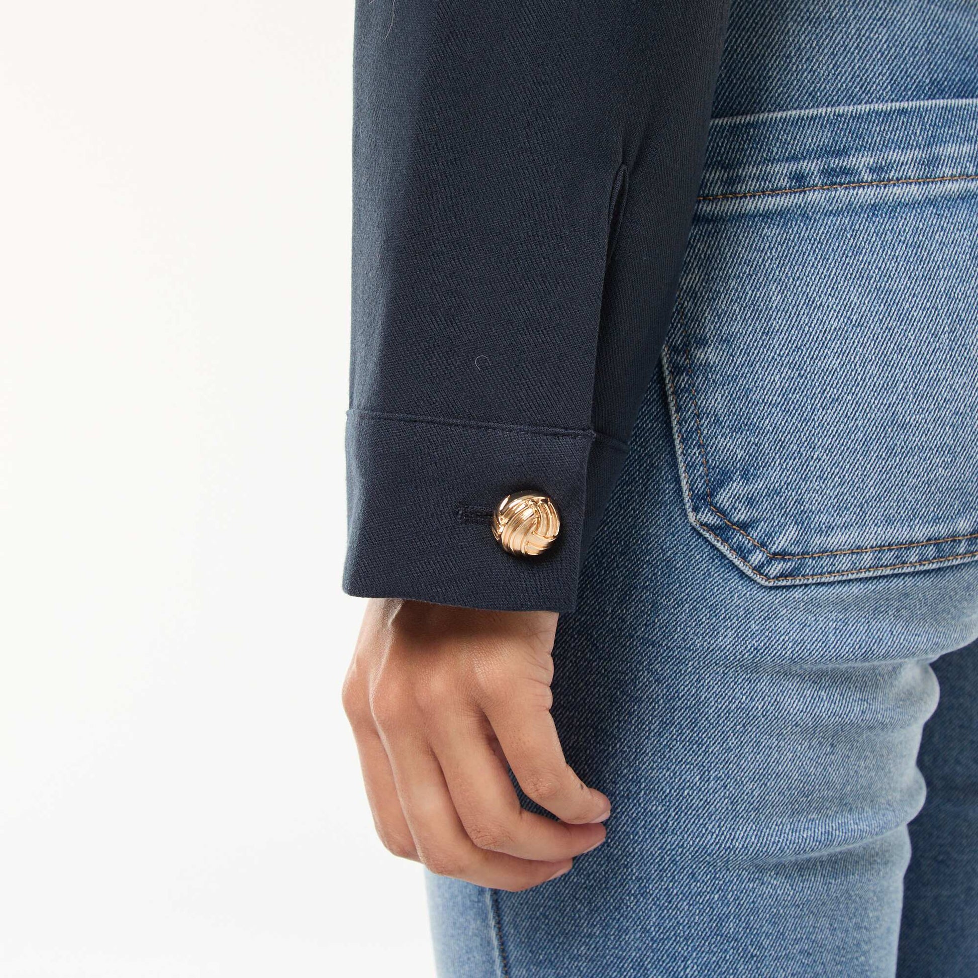 Veste de costume avec boutons dorés coupe courte BLEU