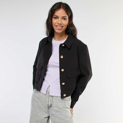 Veste de costume avec boutons dorés coupe courte NOIR