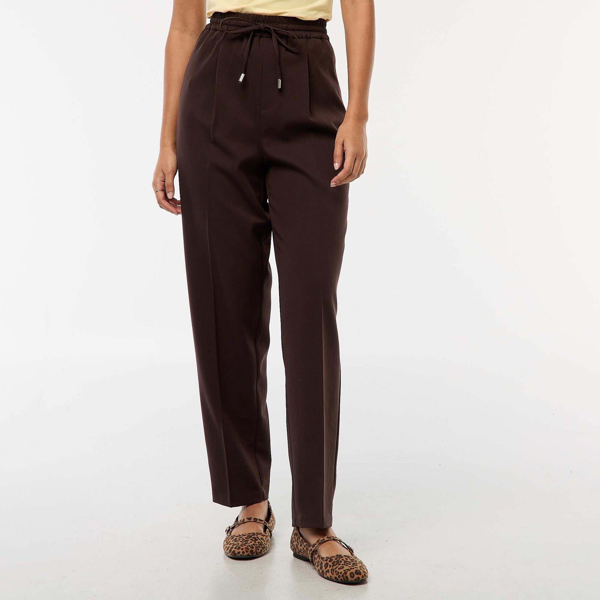 Pantalon type jogger uni MARRON