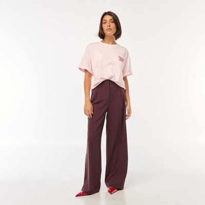 Pantalon large taille haute à 5 poches VIOLET