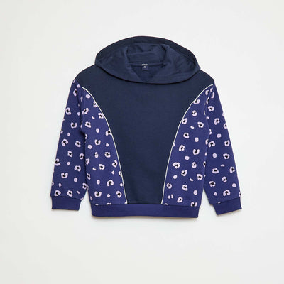 Sweat à capuche avec motifs BLEU