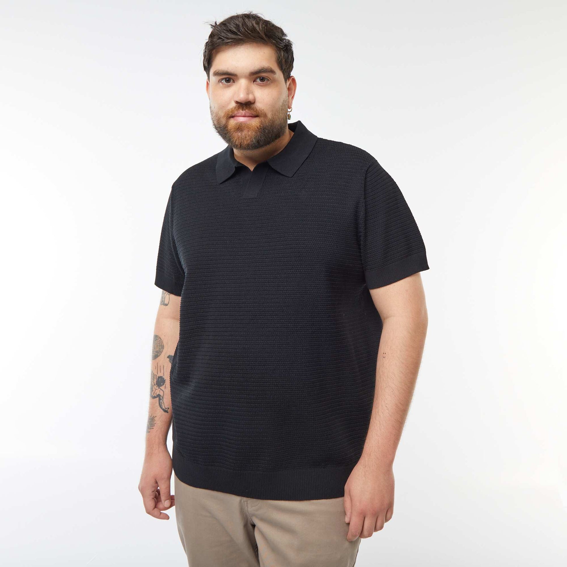 Polo en maille piqué manches courtes NOIR