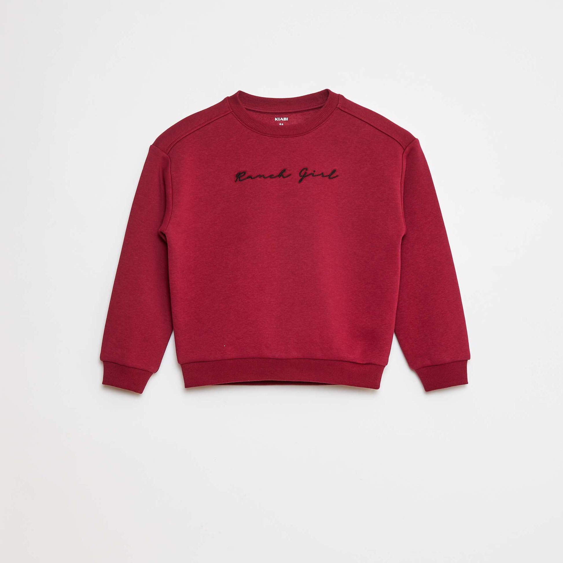 Sweat en molleton avec broderie et franges sur les manches ROUGE