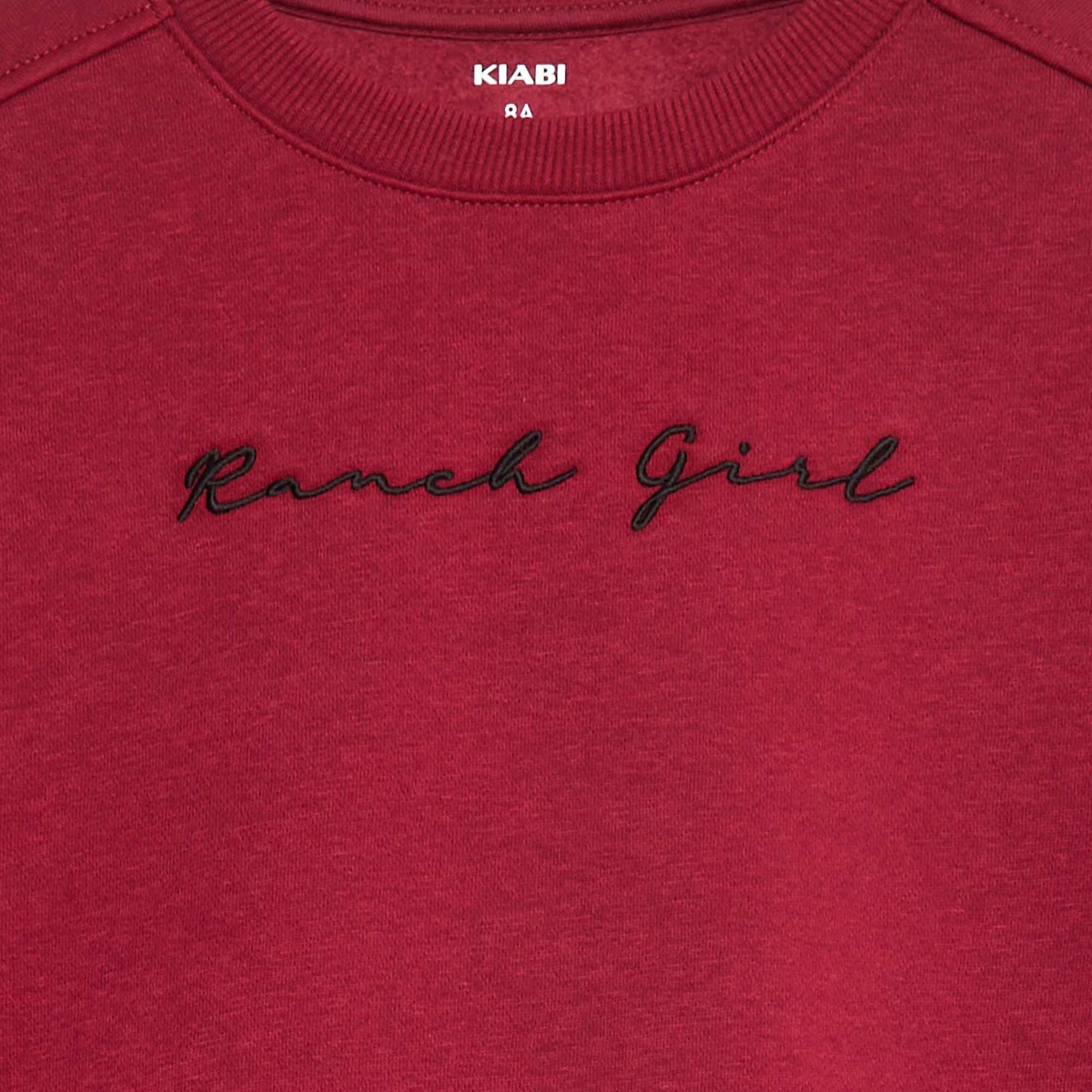 Sweat en molleton avec broderie et franges sur les manches ROUGE