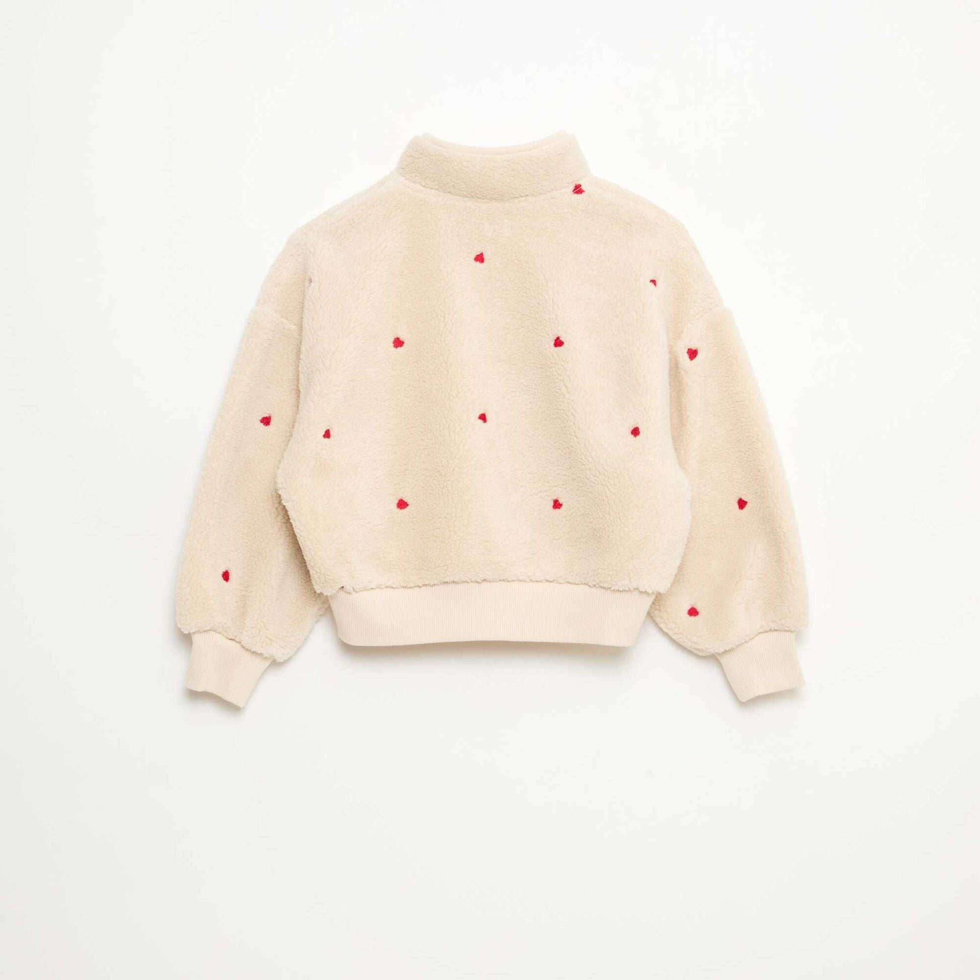 Sweat effet mouton avec broderie BEIGE