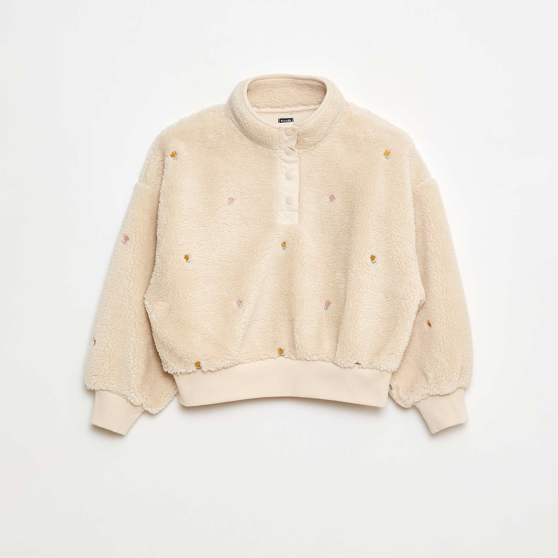 Sweat effet mouton avec broderie BEIGE