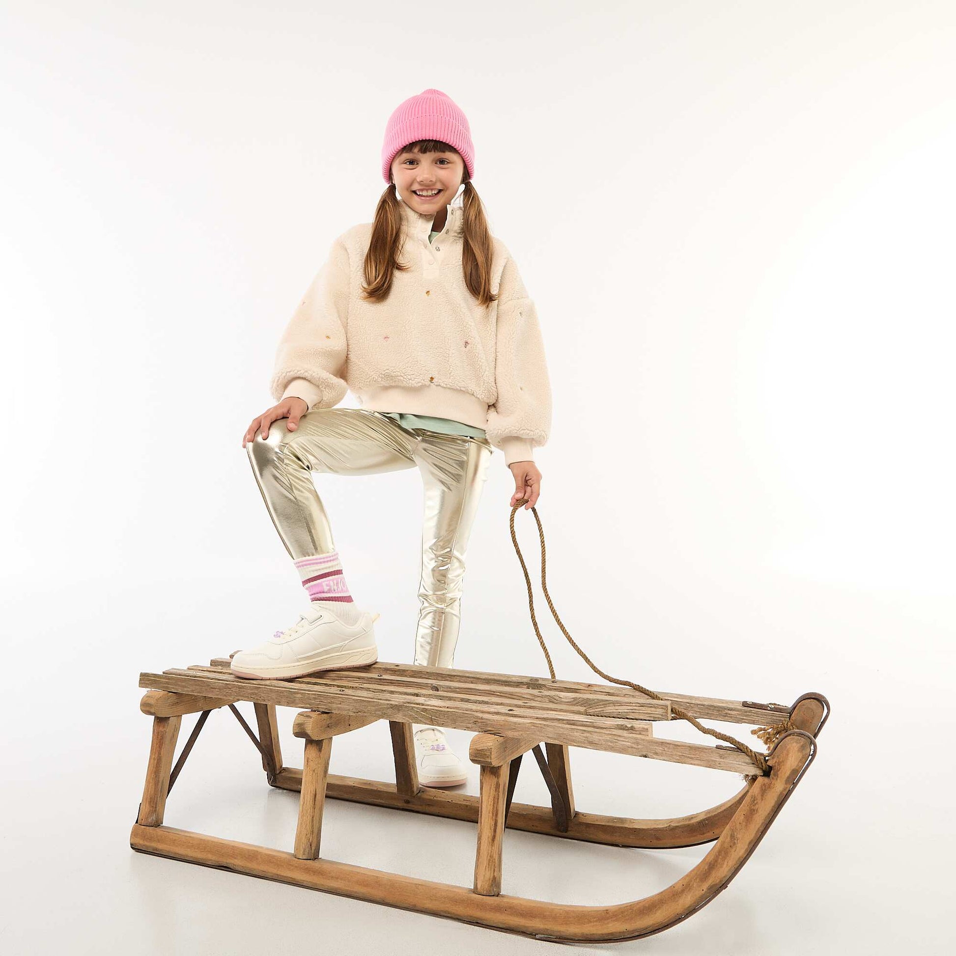 Sweat effet mouton avec broderie BEIGE