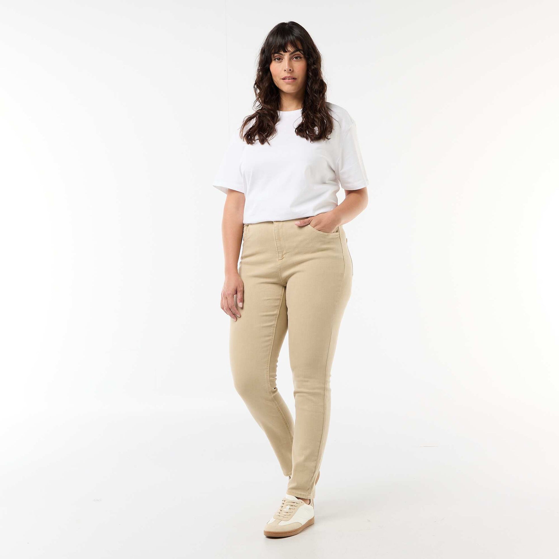 Pantalon skinny taille haute BEIGE
