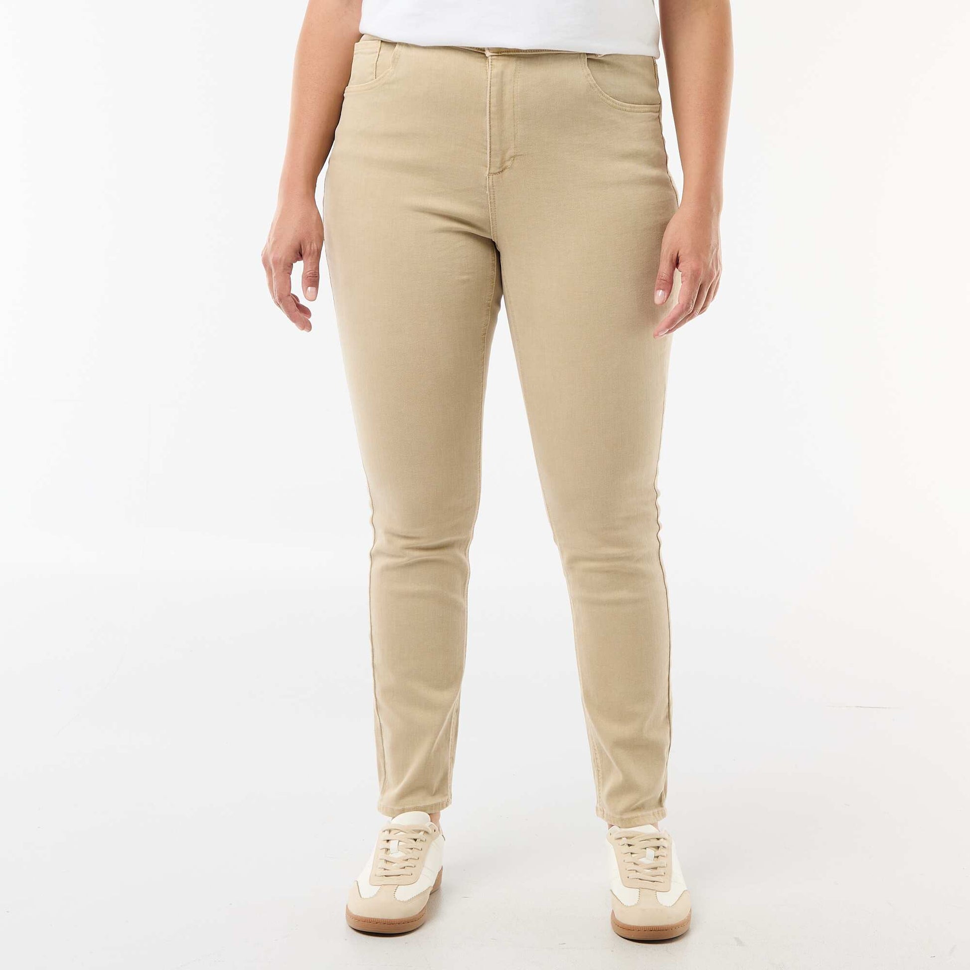 Pantalon skinny taille haute BEIGE