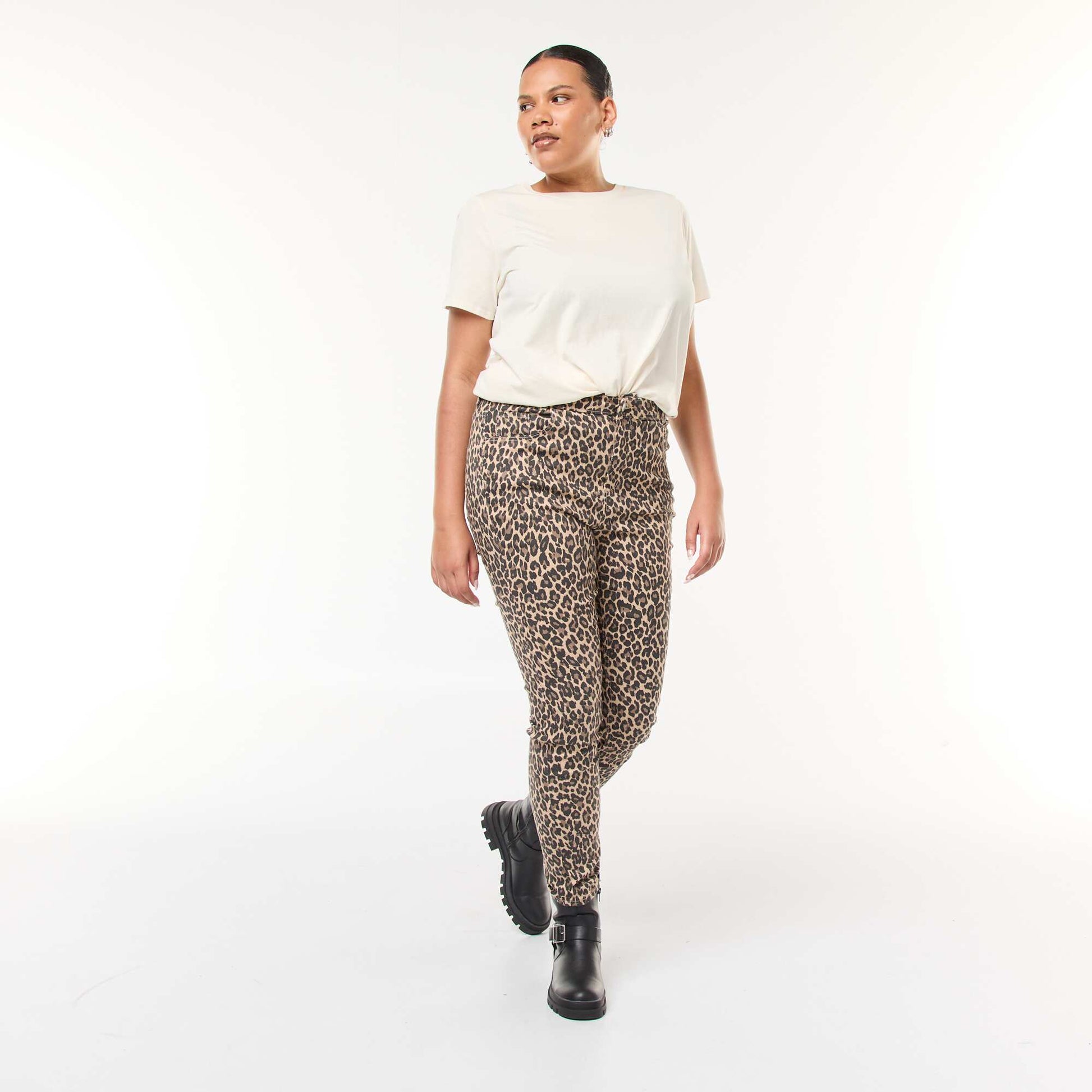 Pantalon skinny taille haute BEIGE