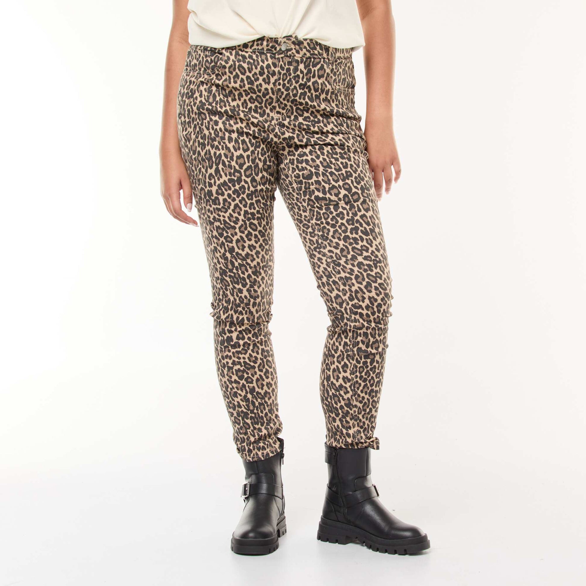 Pantalon skinny taille haute BEIGE