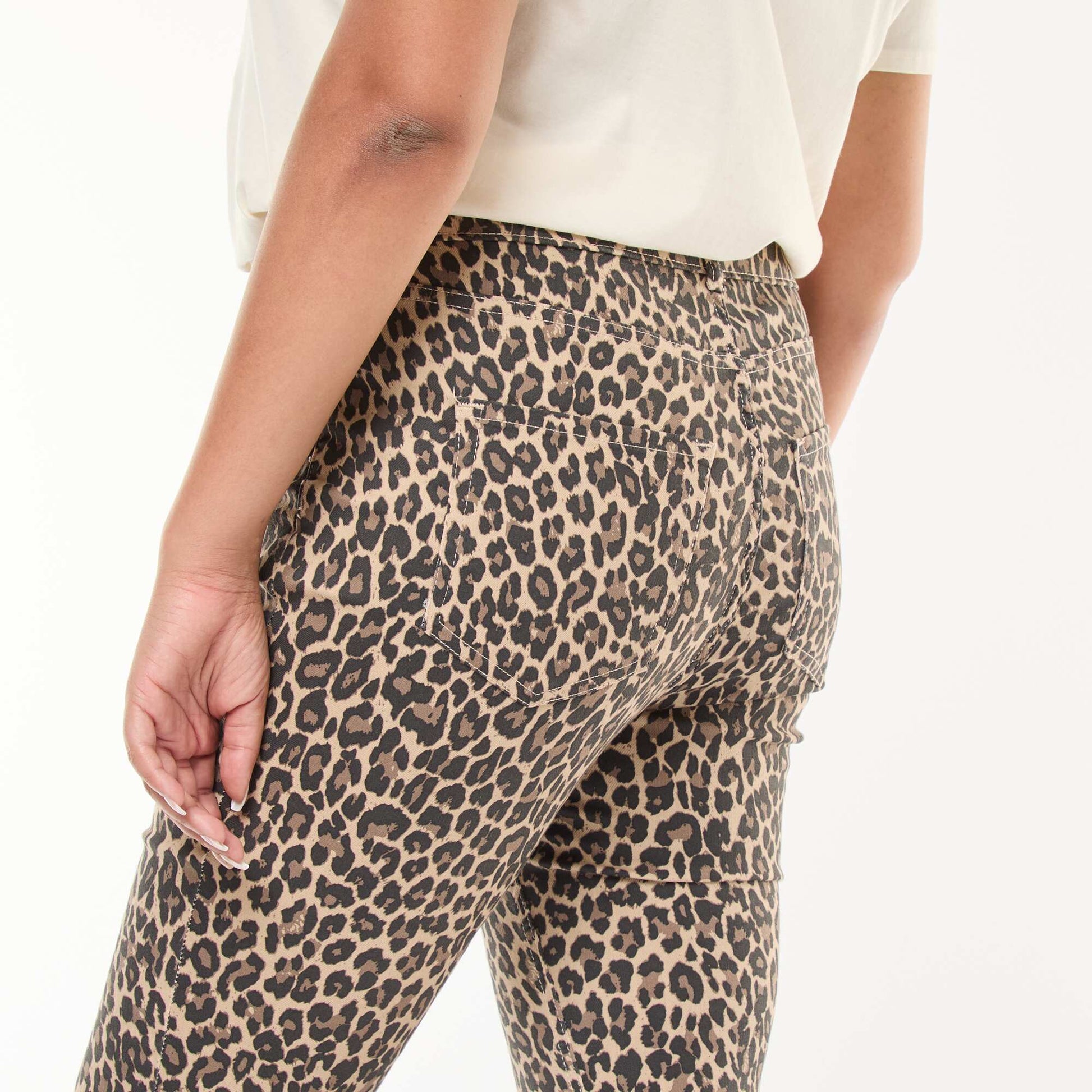 Pantalon skinny taille haute BEIGE