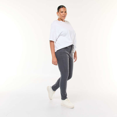 Pantalon skinny taille haute GRIS