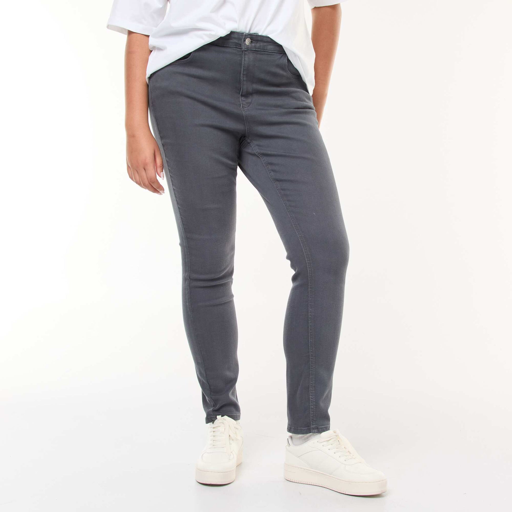 Pantalon skinny taille haute GRIS