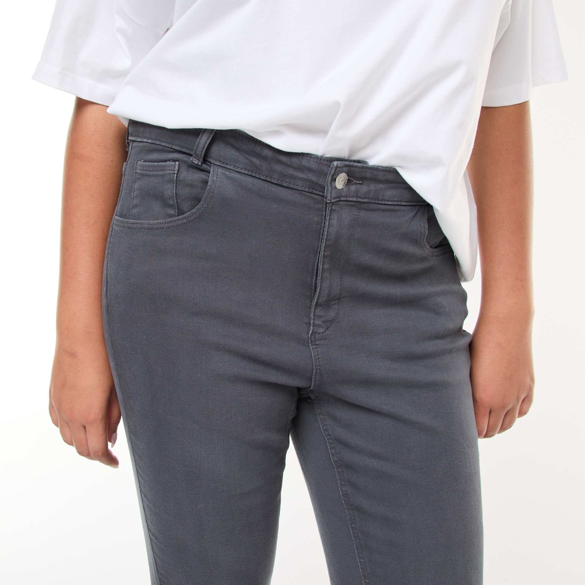 Pantalon skinny taille haute GRIS