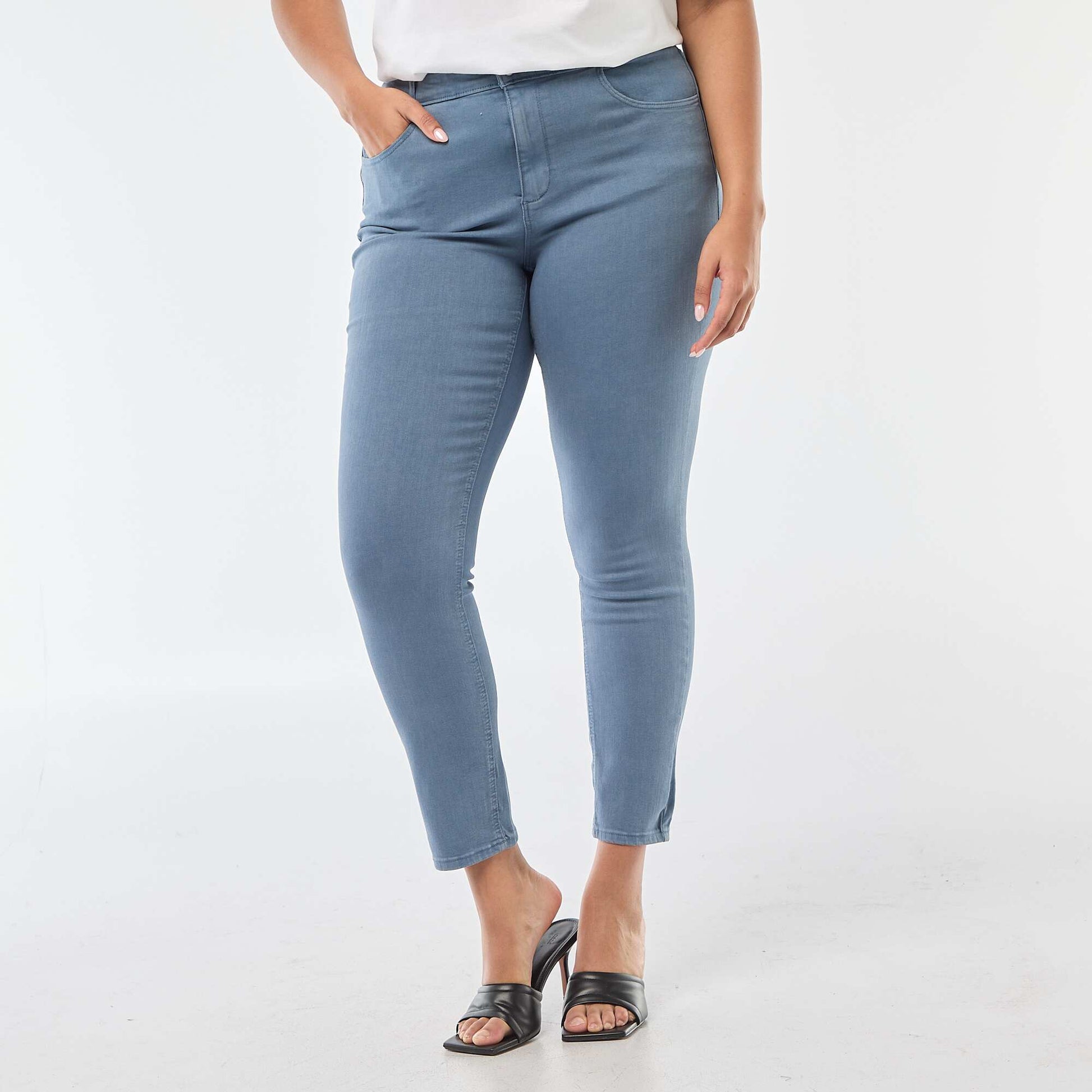 Pantalon skinny taille haute BLEU
