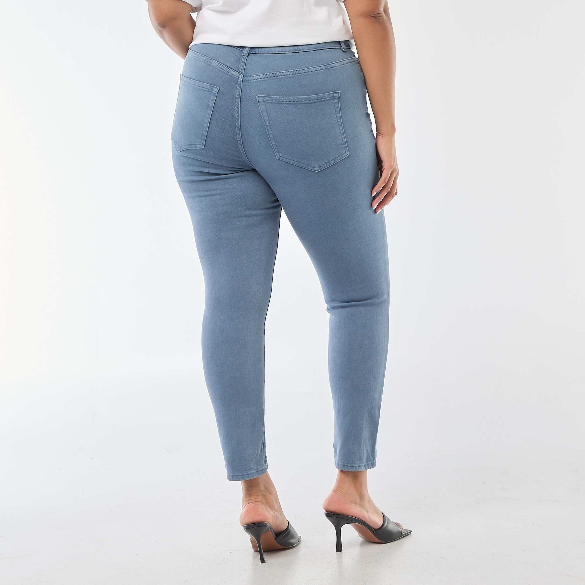 Pantalon skinny taille haute BLEU