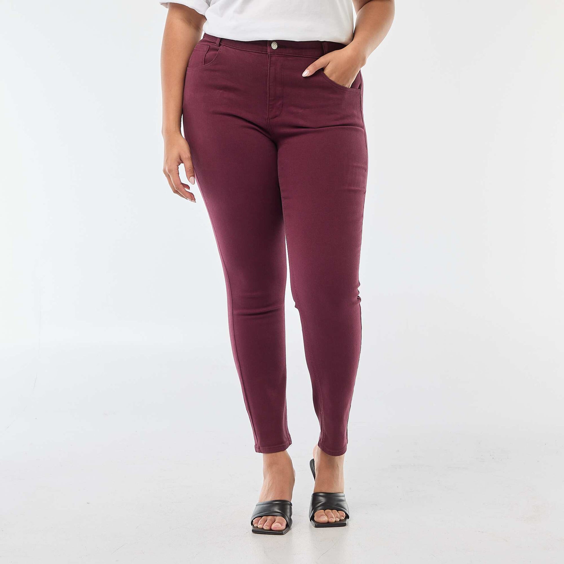 Pantalon skinny taille haute ROUGE