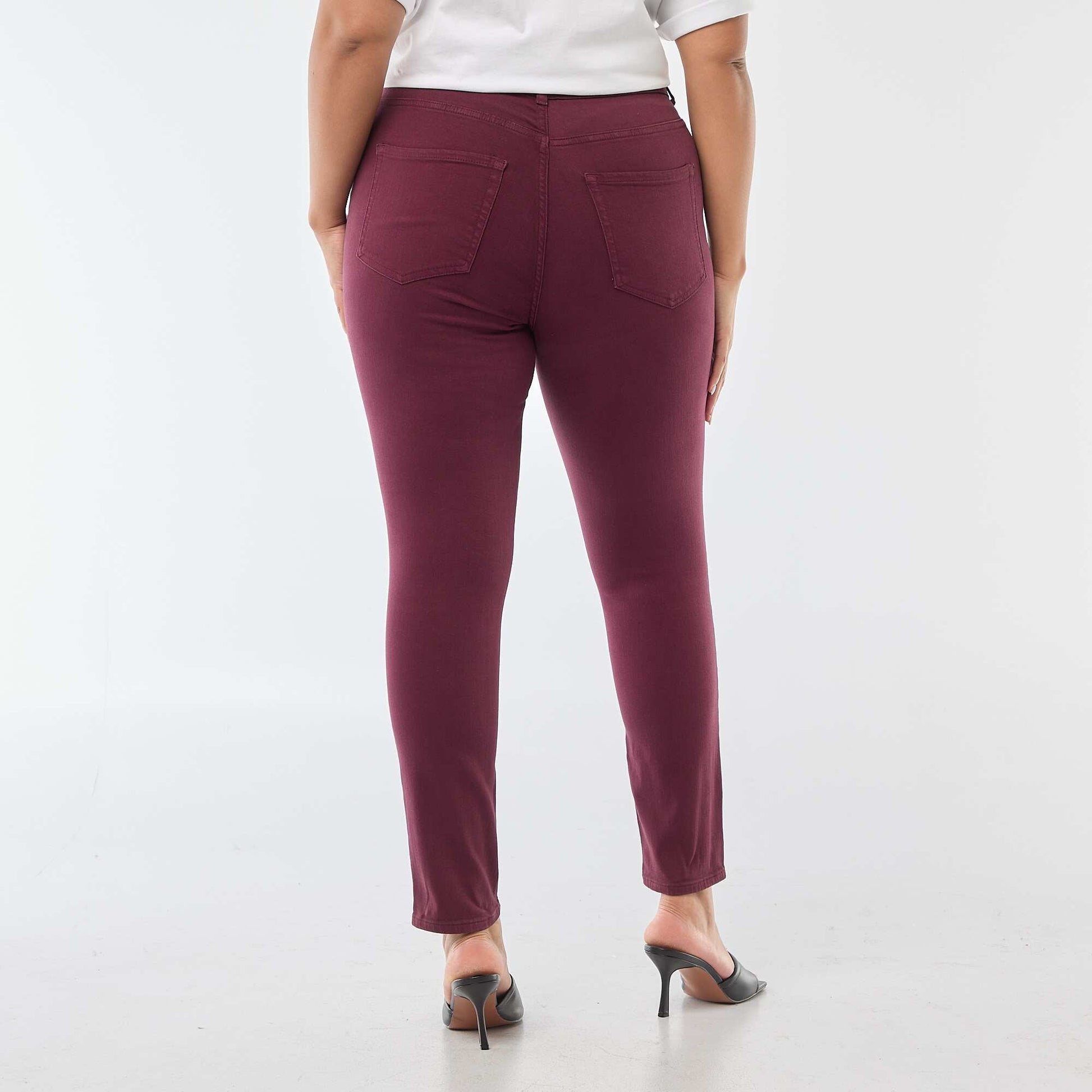 Pantalon skinny taille haute ROUGE