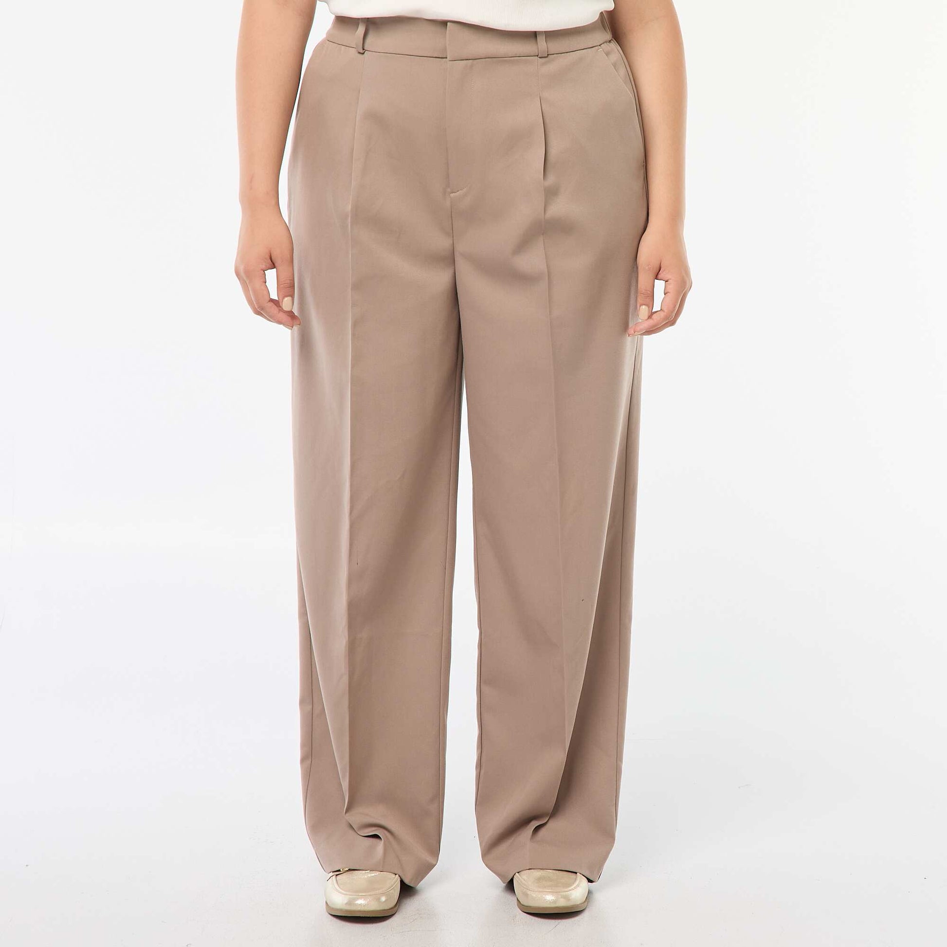 Pantalon wide leg taille haute BEIGE