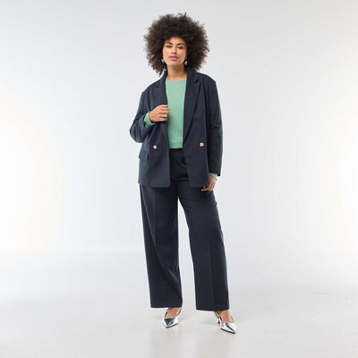 Pantalon wide leg taille haute BLEU