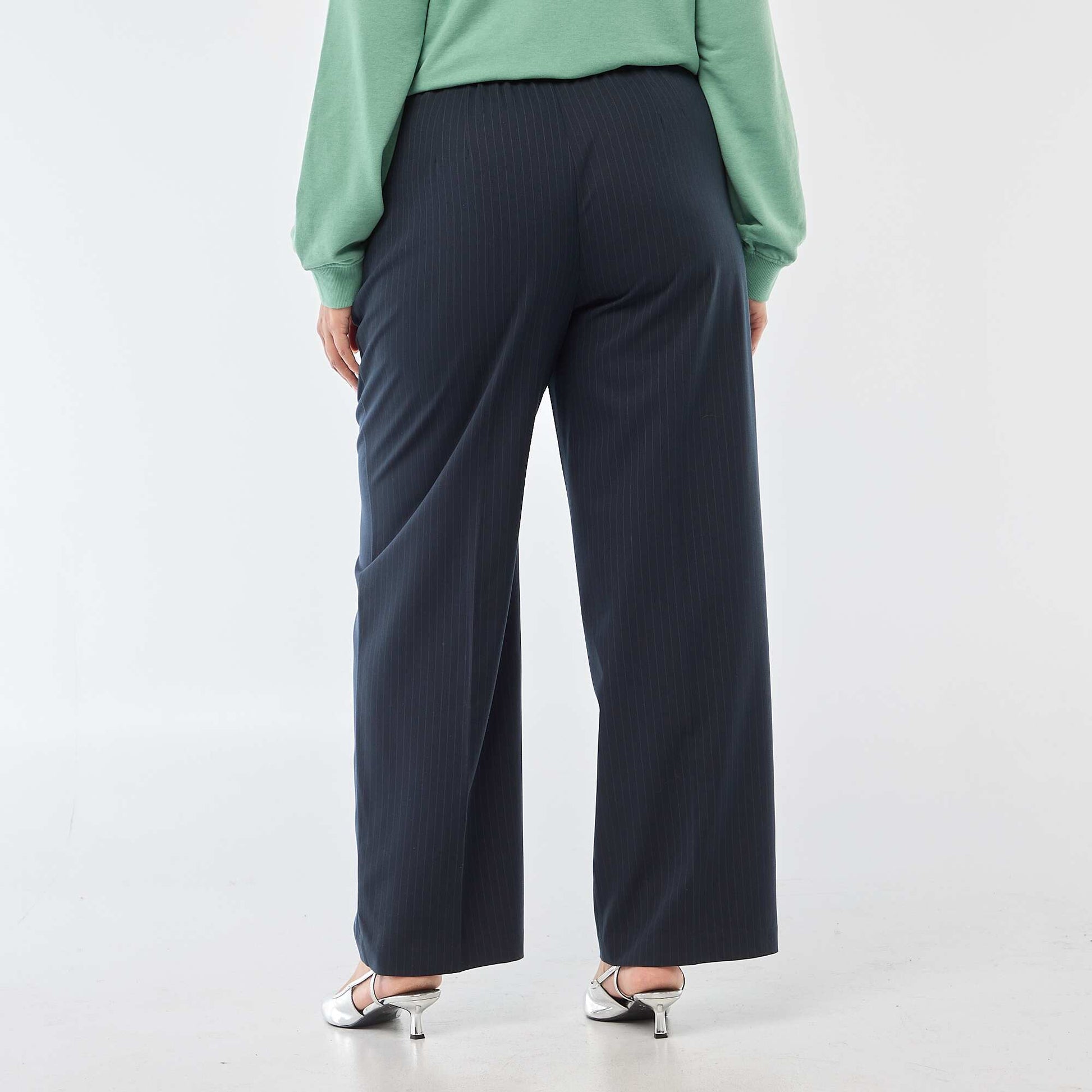 Pantalon wide leg taille haute BLEU