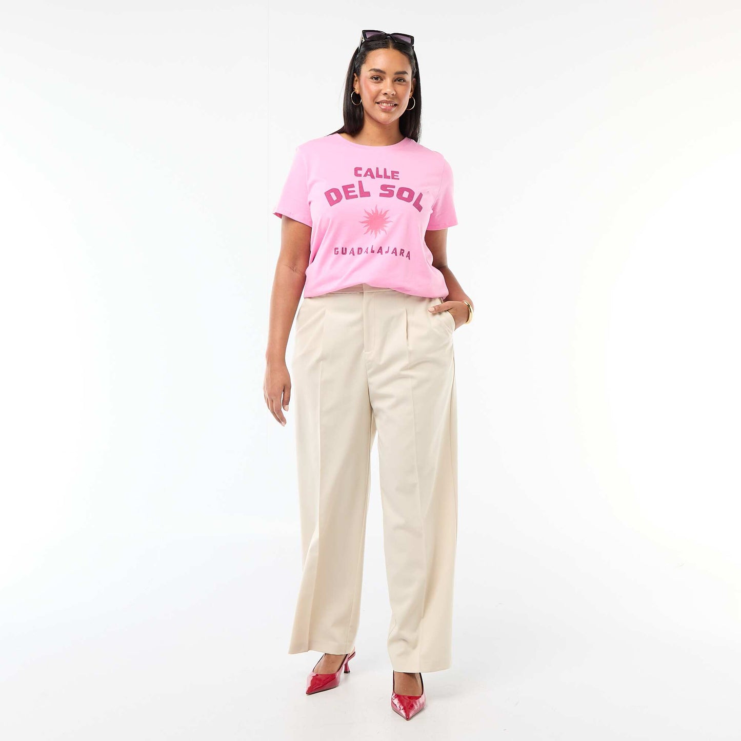 Pantalon wide leg taille haute BEIGE