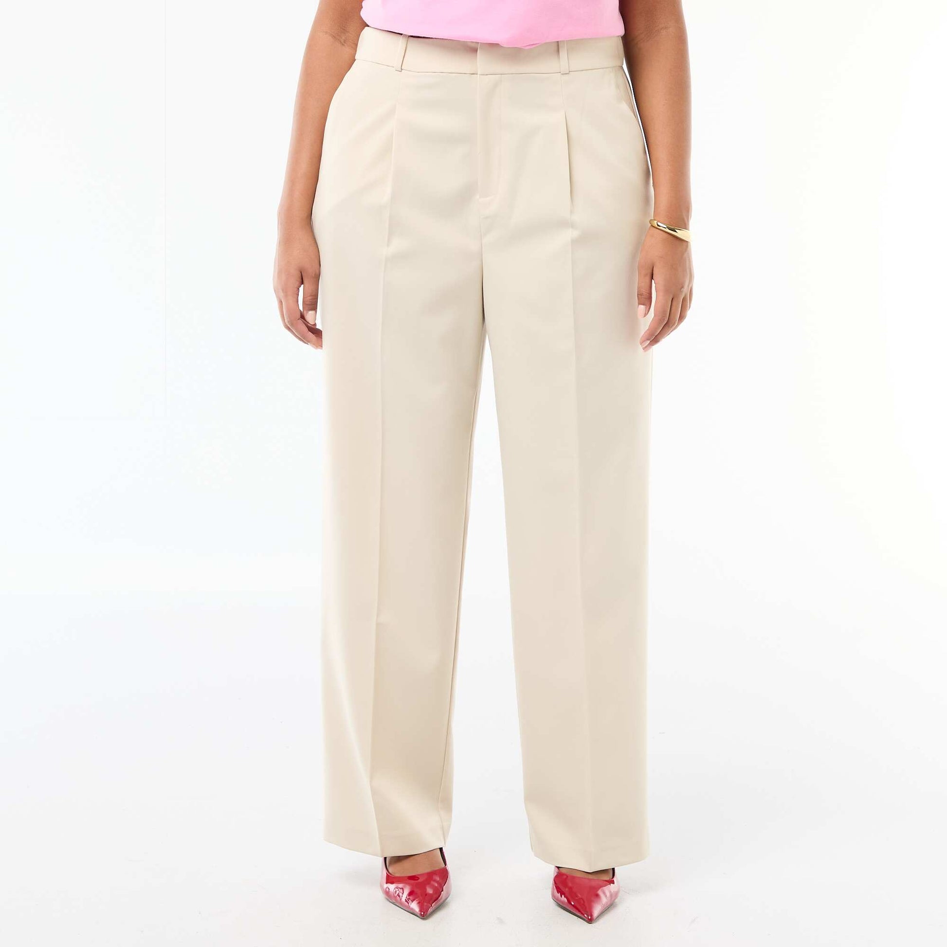 Pantalon wide leg taille haute BEIGE