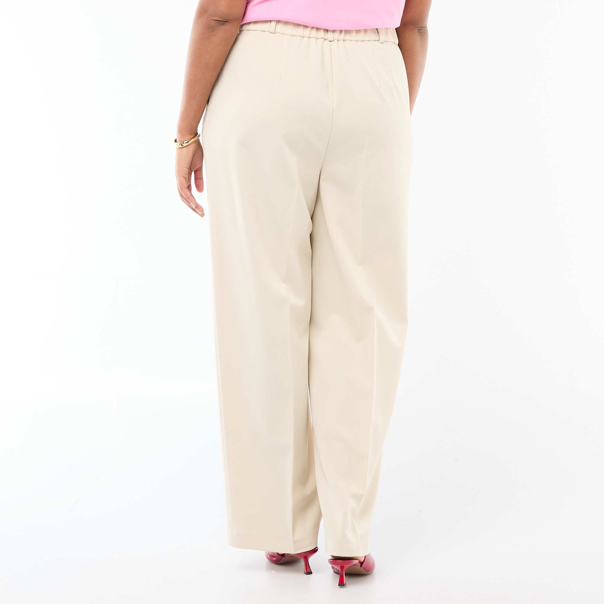 Pantalon wide leg taille haute BEIGE
