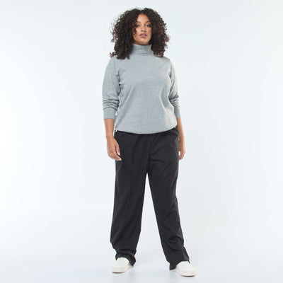 Pantalon droit à carreaux avec bande sur les côtés NOIR
