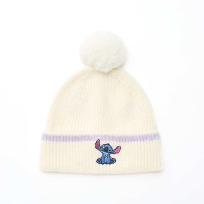 Bonnet 'Stitch' à pompon BLANC