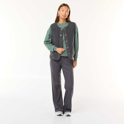Pantalon larges en matière côtelée GRIS