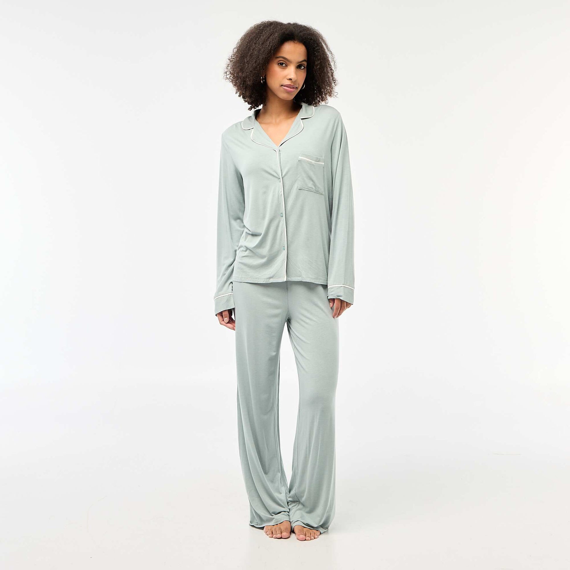 Pyjama long 2 pièces chemise + pantalon - 2 pièces BLEU