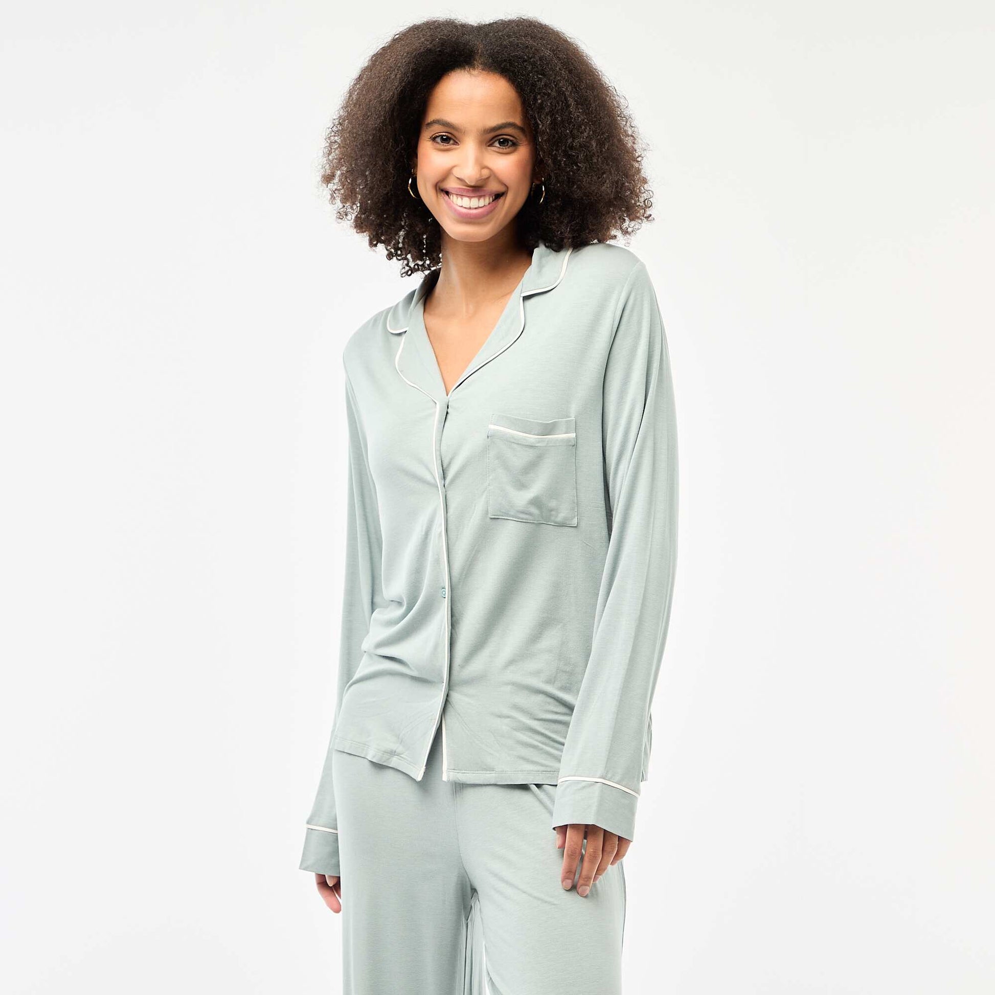 Pyjama long 2 pièces chemise + pantalon - 2 pièces BLEU