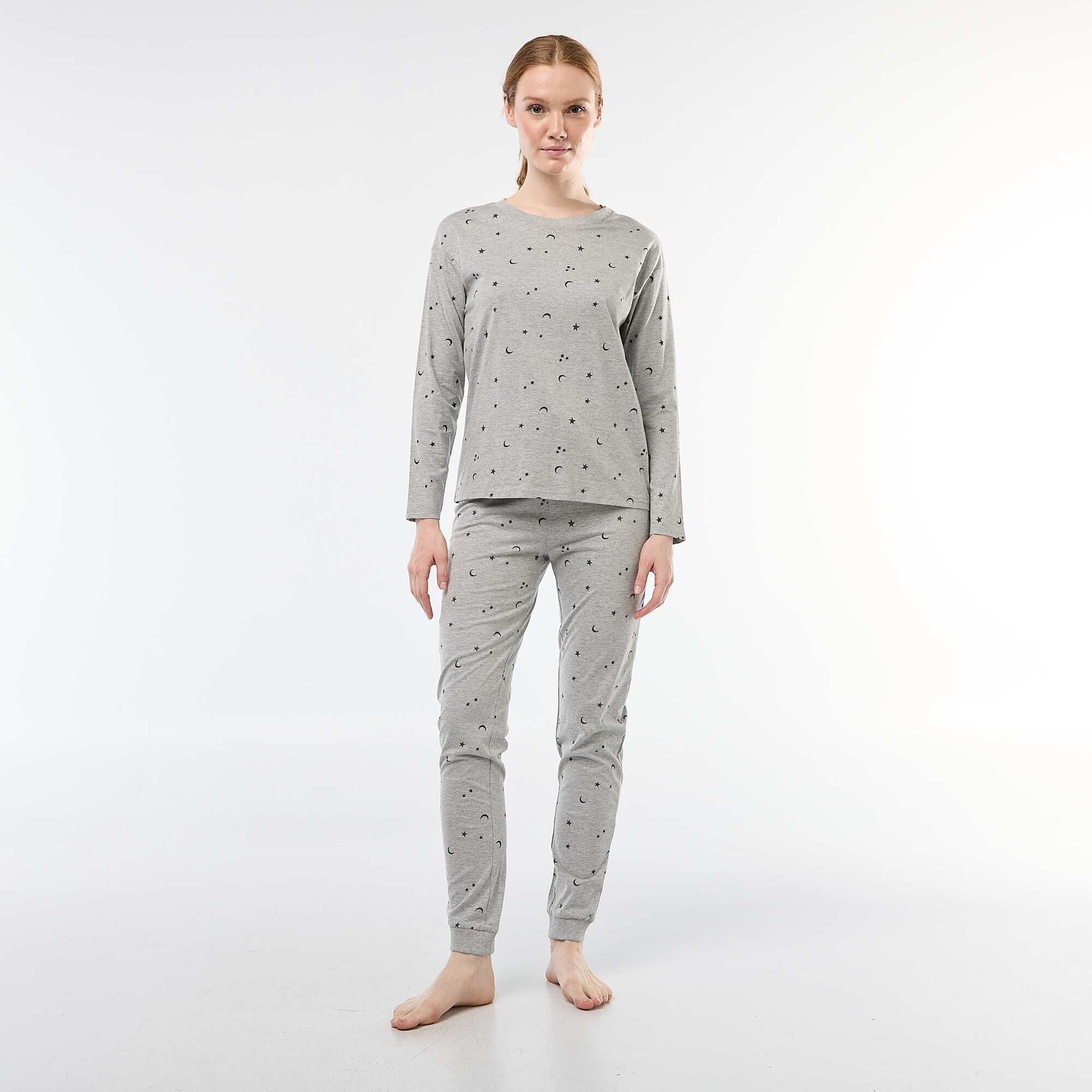 Ensemble pyjama long en coton - 2 pièces GRIS