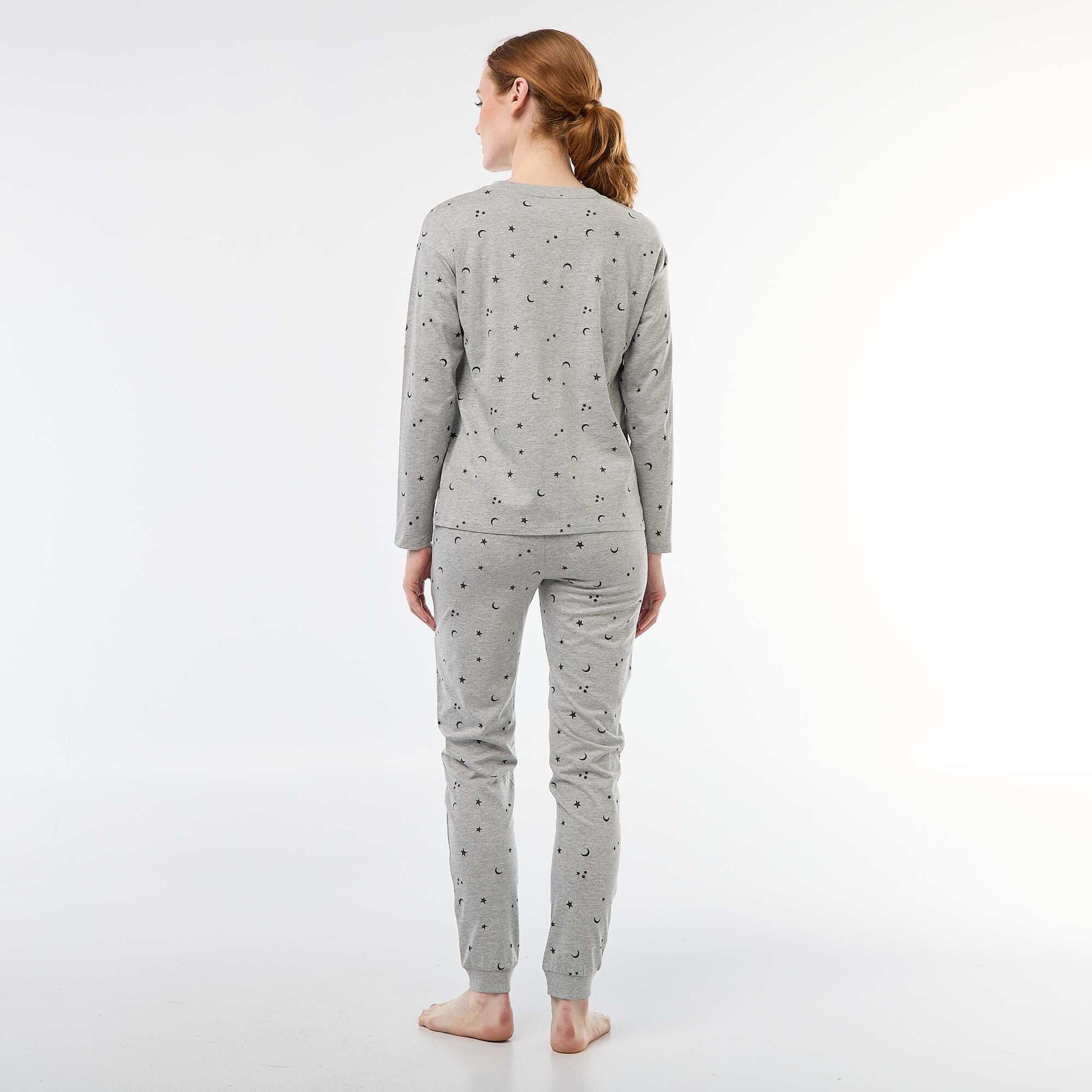 Ensemble pyjama long en coton - 2 pièces GRIS