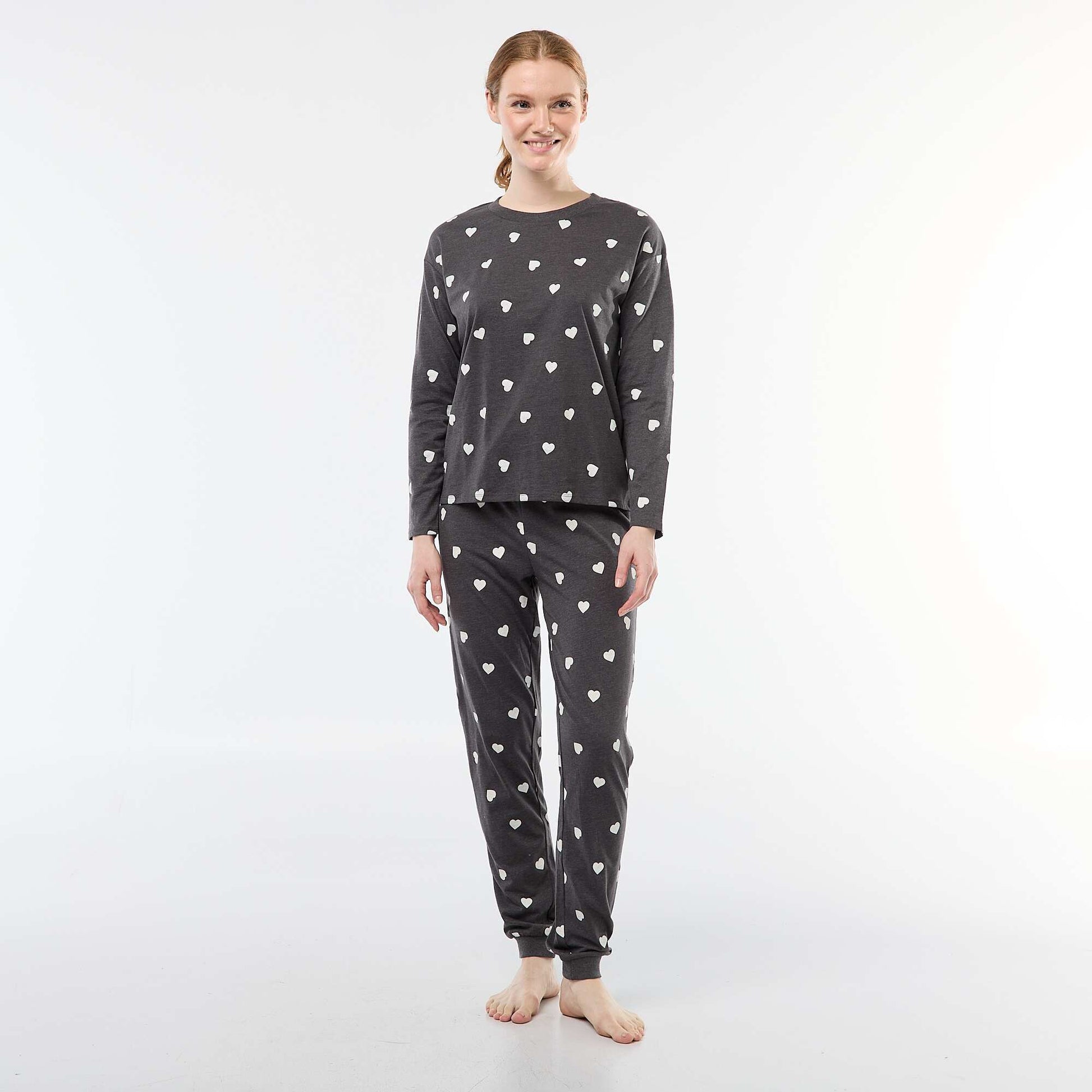 Ensemble pyjama long en coton - 2 pièces GRIS FONCé