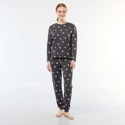 Ensemble pyjama long en coton - 2 pièces GRIS FONCé