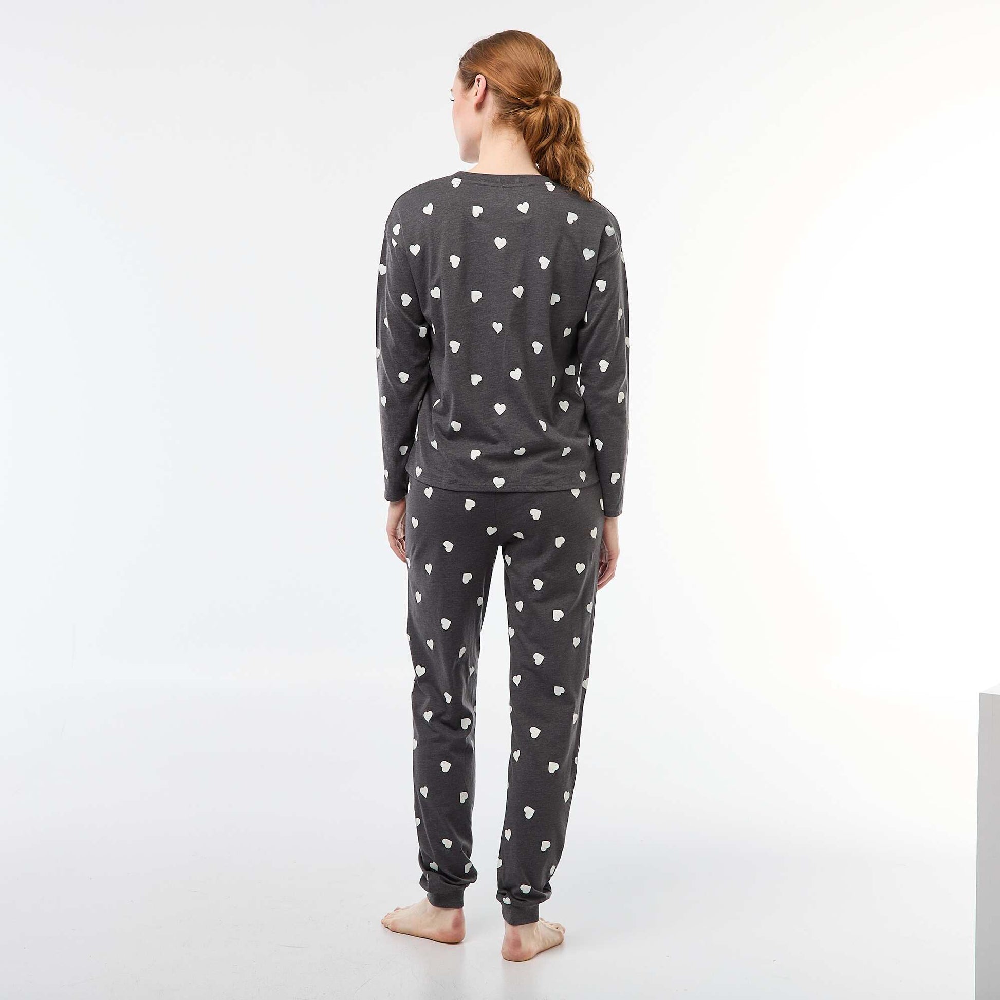 Ensemble pyjama long en coton - 2 pièces GRIS FONCé
