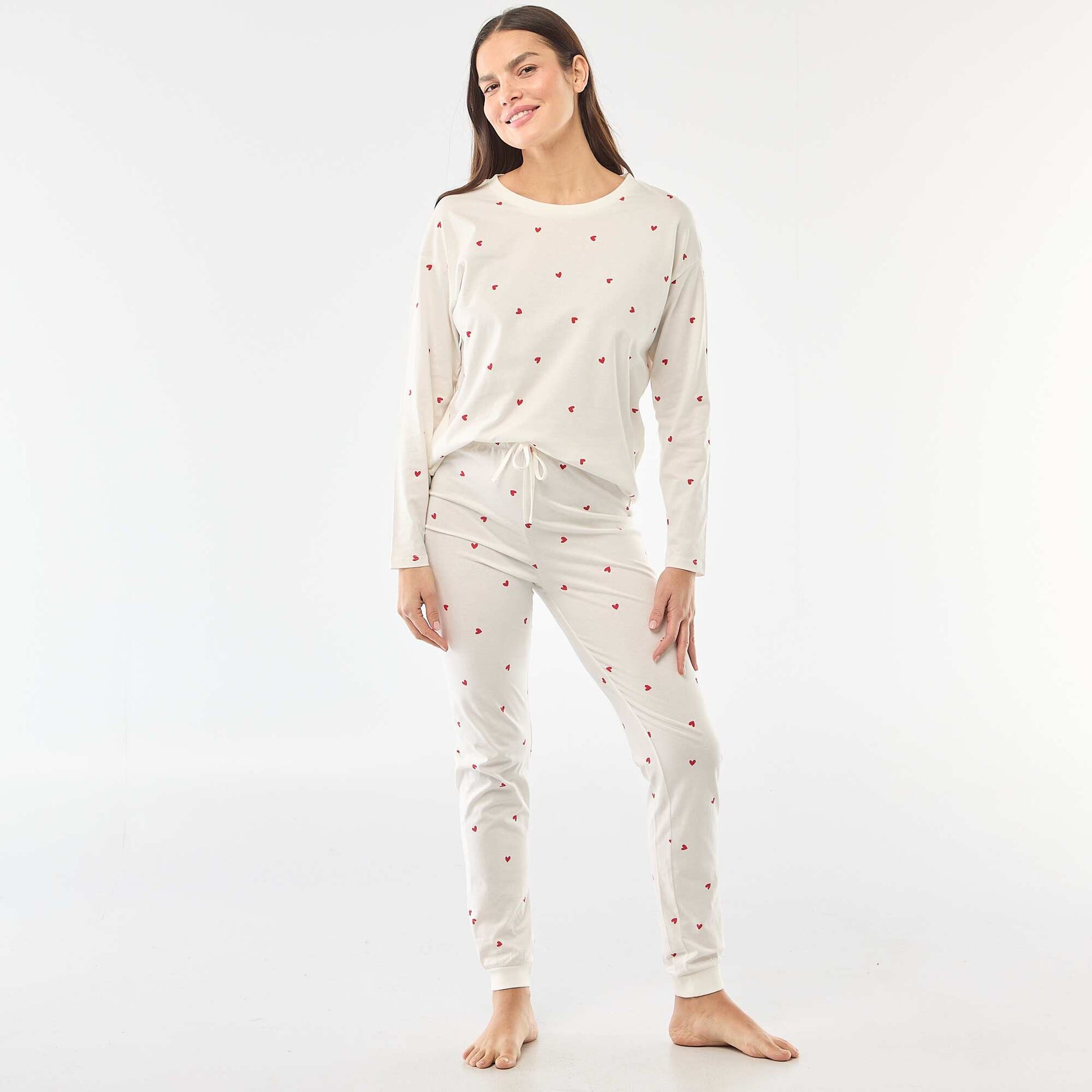 Ensemble pyjama long en coton - 2 pièces BLANC