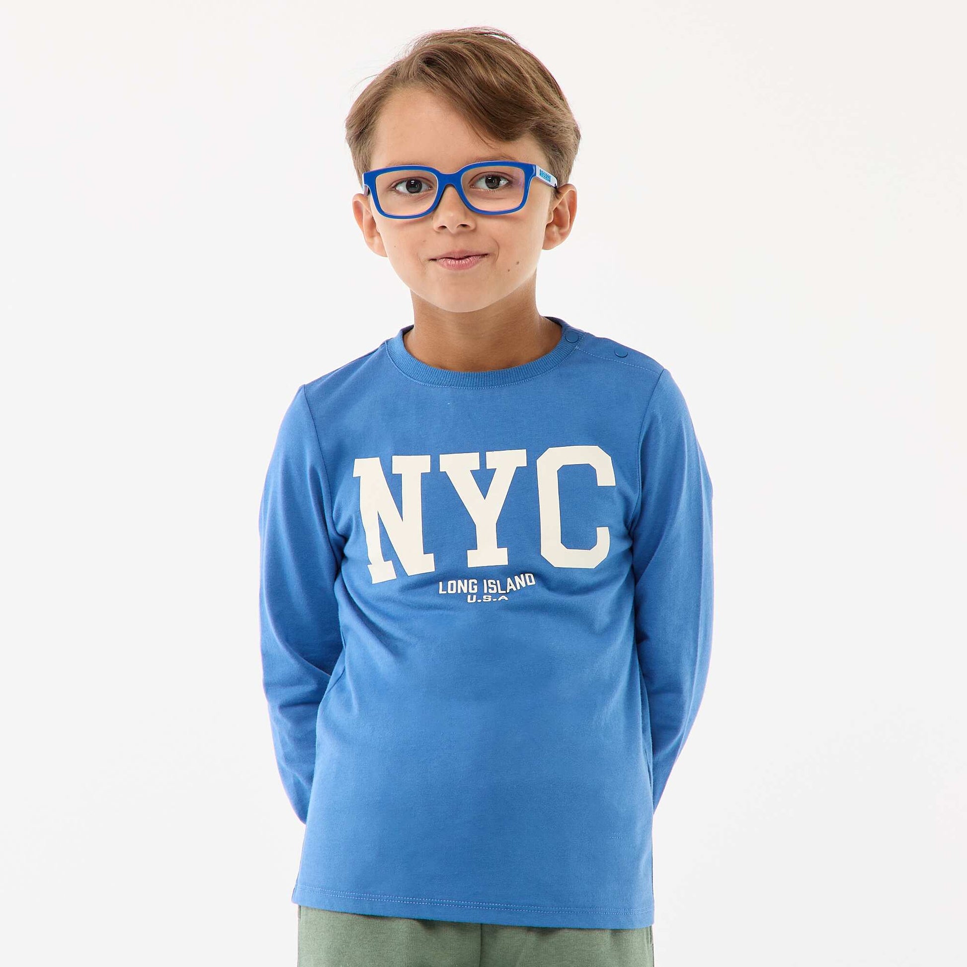T-shirt imprimé à manches longues - So Easy BLEU