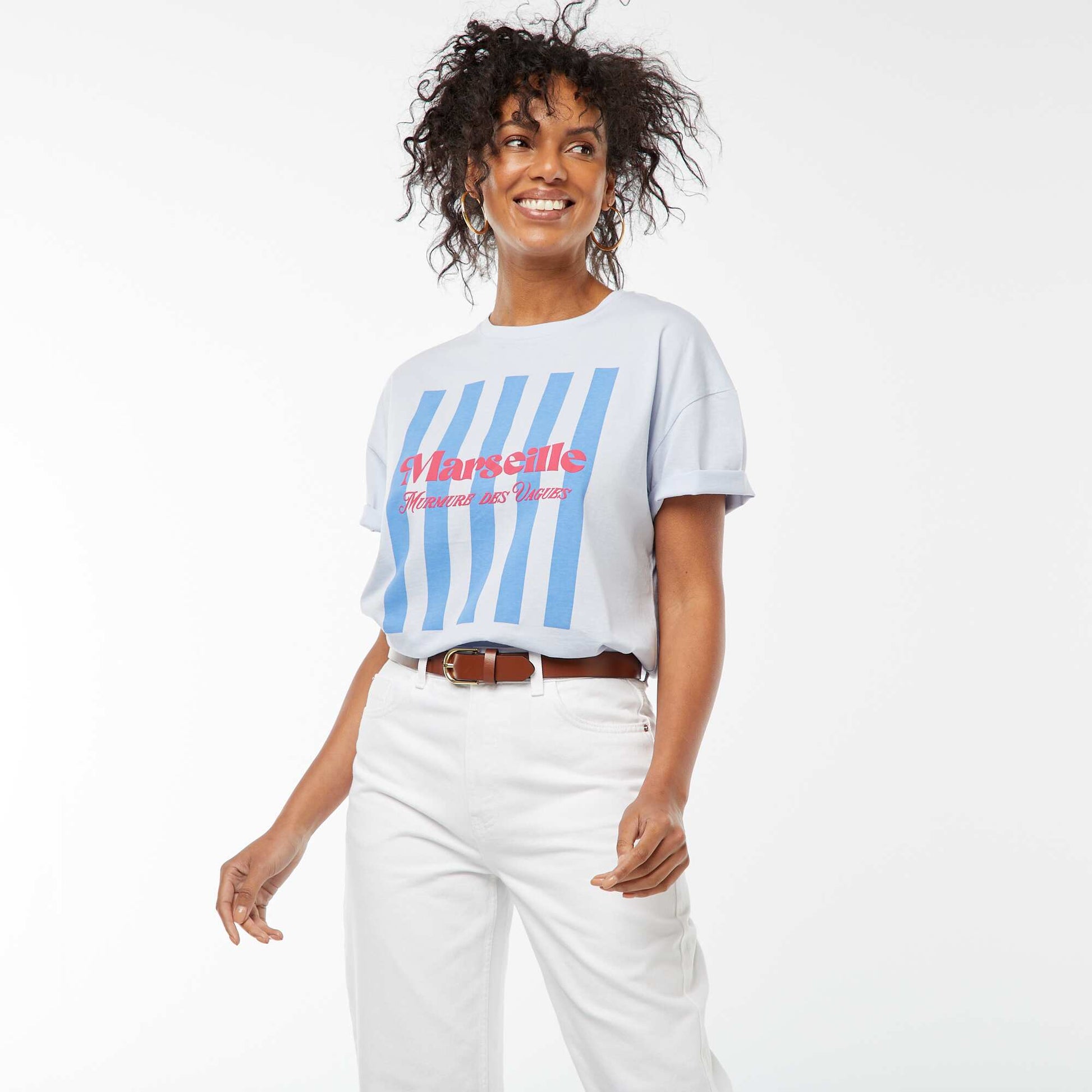 T-shirt imprimé 'Marseille' à manches courtes BLEU