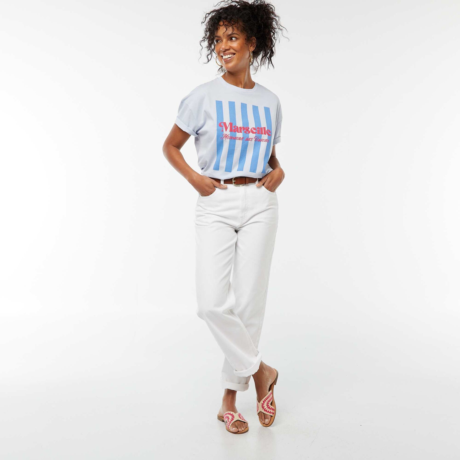 T-shirt imprimé 'Marseille' à manches courtes BLEU