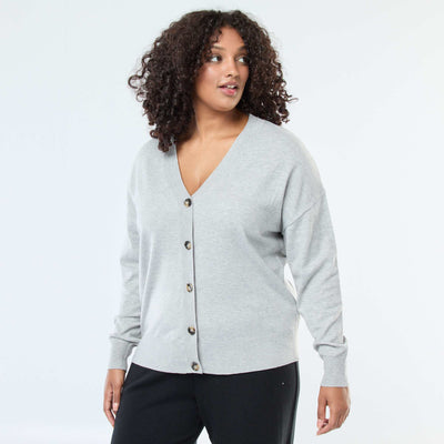 Gilet en maille fine avec ouverture boutonnée GRIS