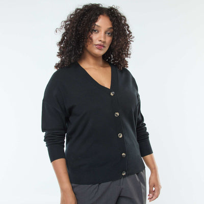 Gilet en maille fine avec ouverture boutonnée NOIR