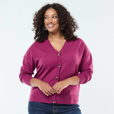 Gilet en maille fine avec ouverture boutonnée ROSE