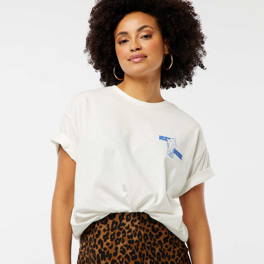 T-shirt à manches courtes imprimé recto/verso BLANC