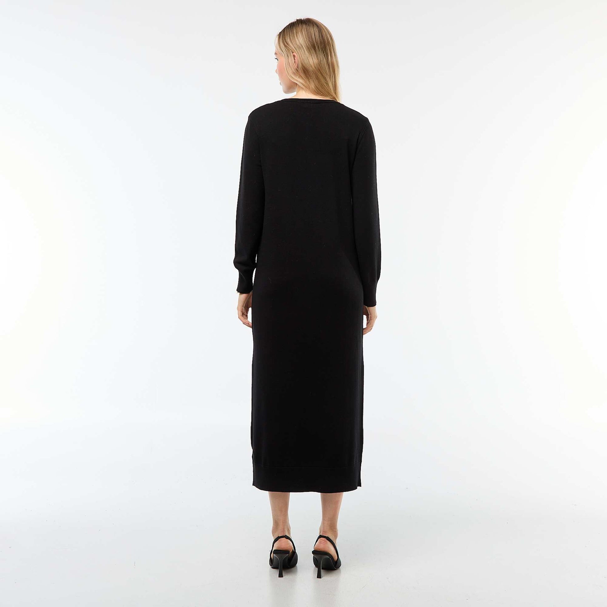 Robe pull longue à manches longues NOIR