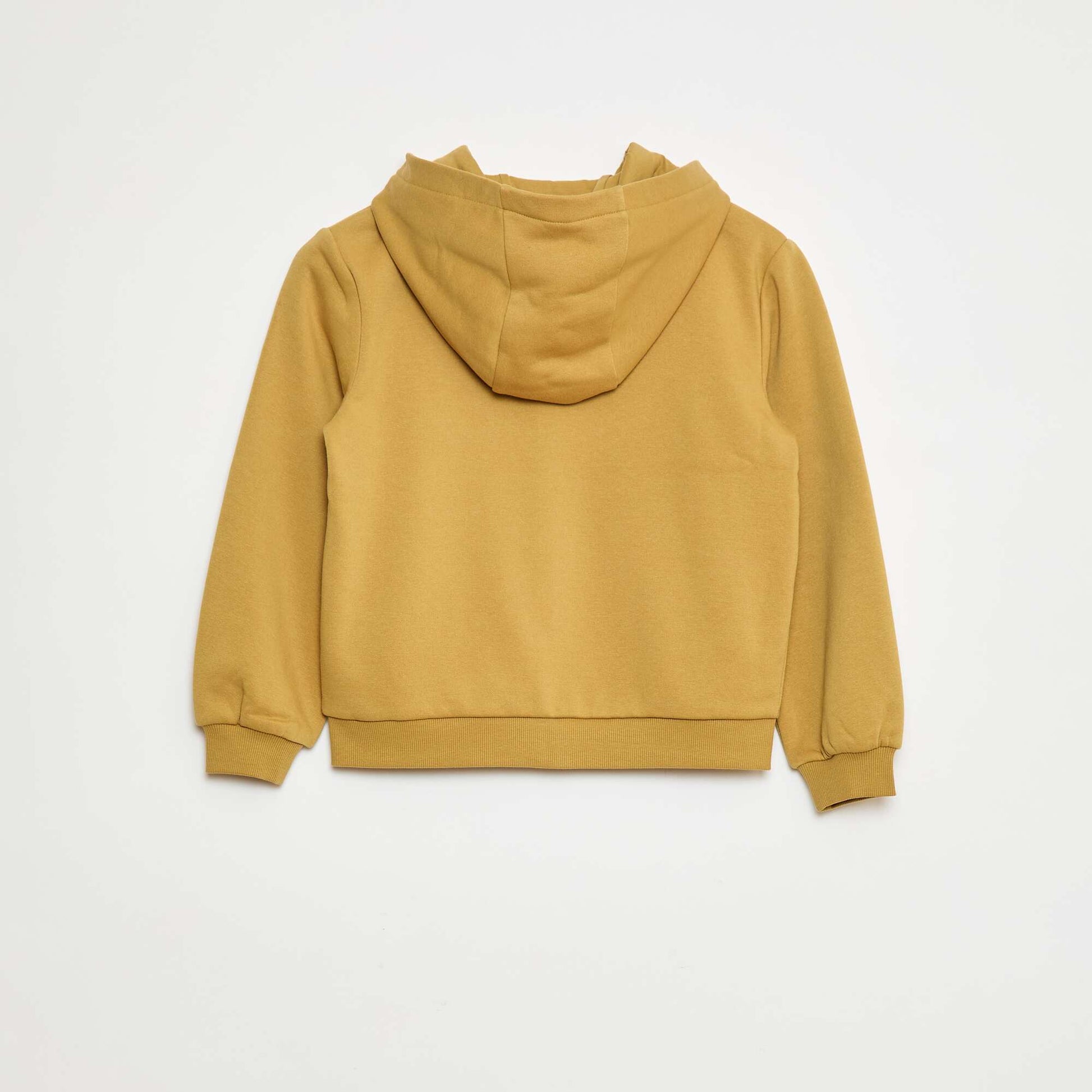 Sweat uni zippé à capuche MARRON