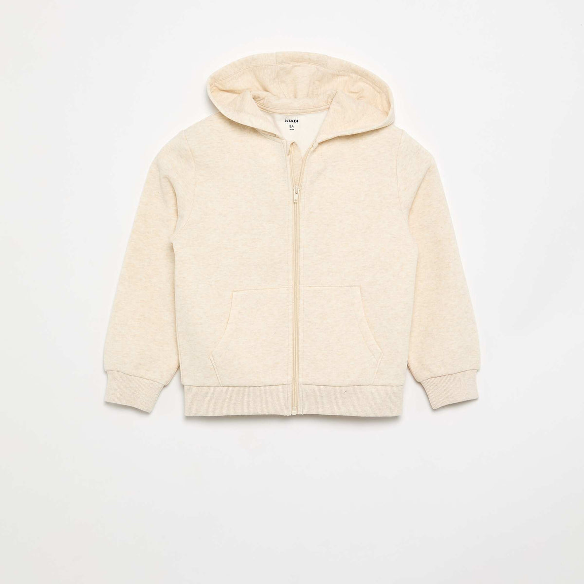 Sweat uni zippé à capuche BEIGE